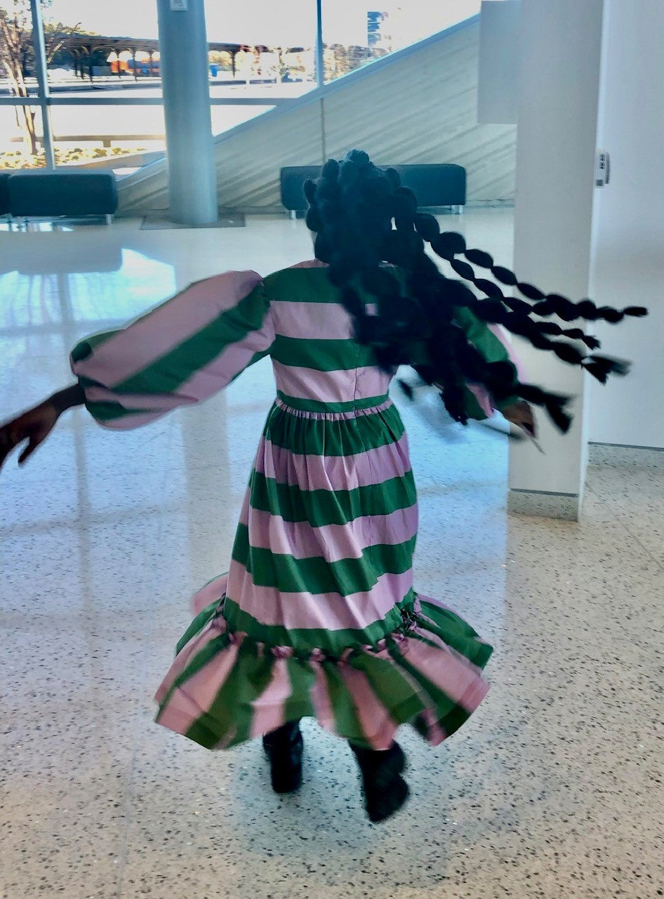 THE MIDDLE DAUGHTER Second Time Around Dress, Perrier Green Stripe dress (SZ 9-10)