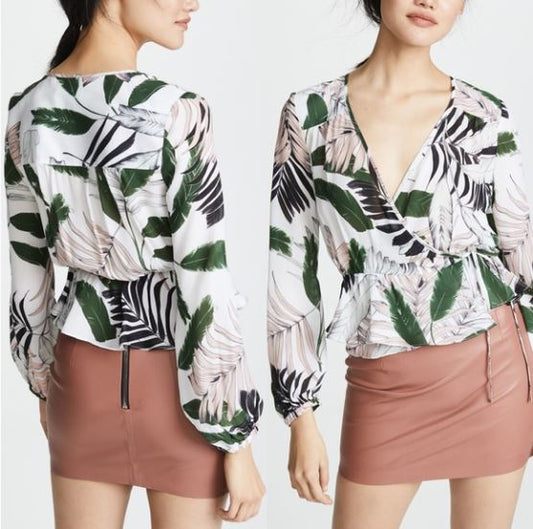 MILLY TROPICAL PRINT SILK TOP (SZ 10)