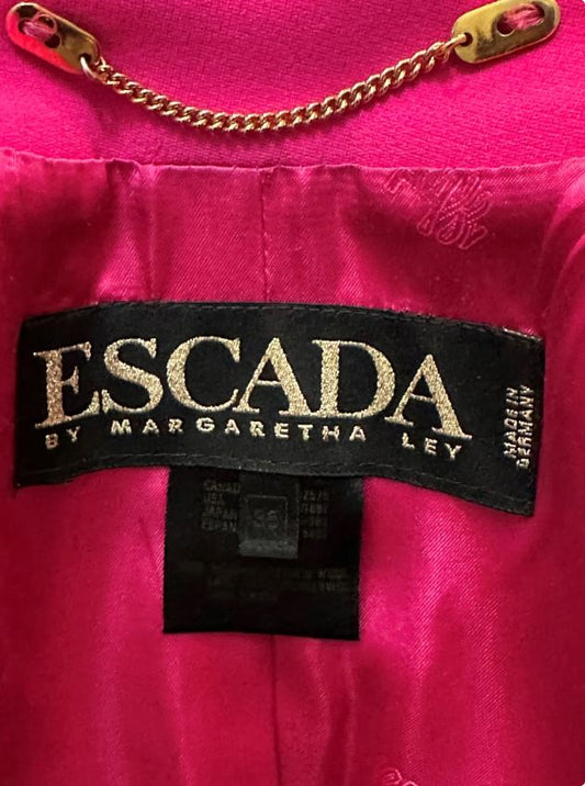 Vintage Escada Wool Hot Pink Skirt Suit 36/S