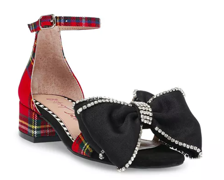 Betsey Johnson Girls Red Plaid Dress Sandal (SZ 4)