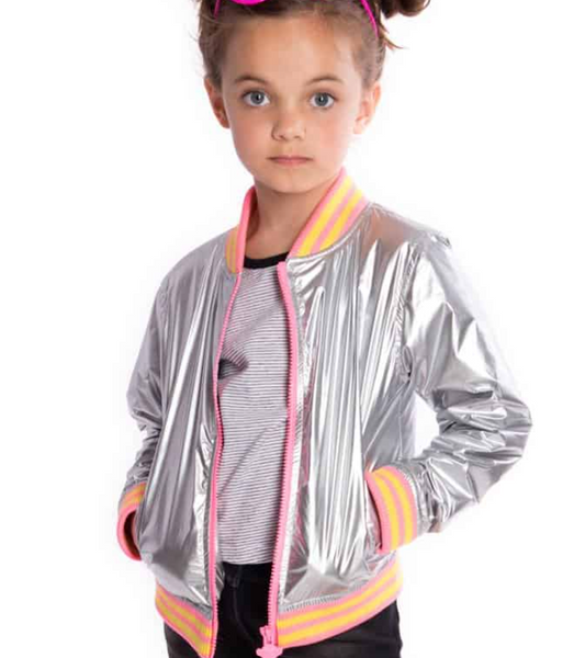 Appaman Nikki Bomber Jacket, Silver (SZ 12)