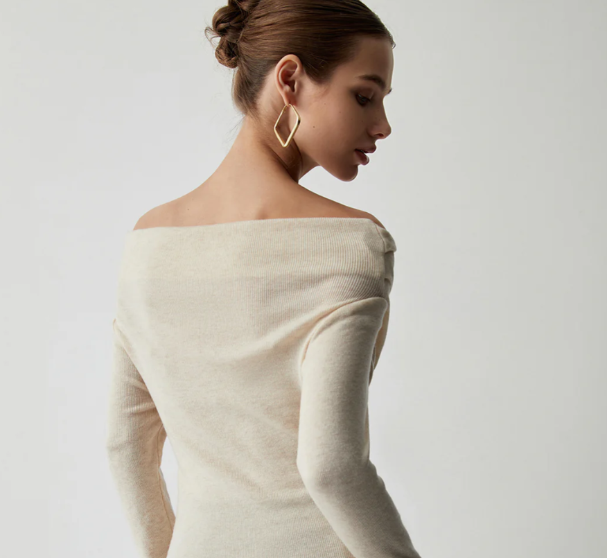 Commense Shoulder Wrap Long Sleeve Knit Top (SZ XL)