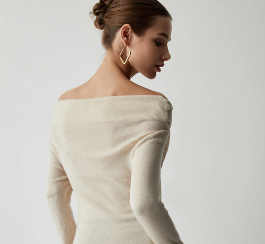 Commense Shoulder Wrap Long Sleeve Knit Top (SZ XL)