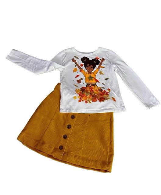 ORANGE CORDUROY SKIRT (6/6X)