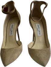 Load image into Gallery viewer, Jimmy Choo Lucy 100mm Suede Ankle Strap Pumps (SZ 40)