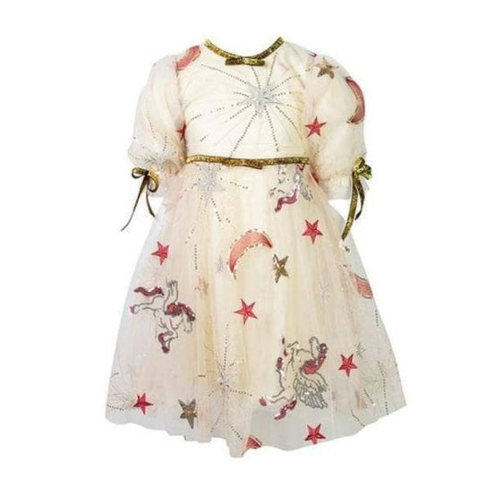 LOLA + THE BOYS Golden Star Party Dress, Gold (SZ 12)