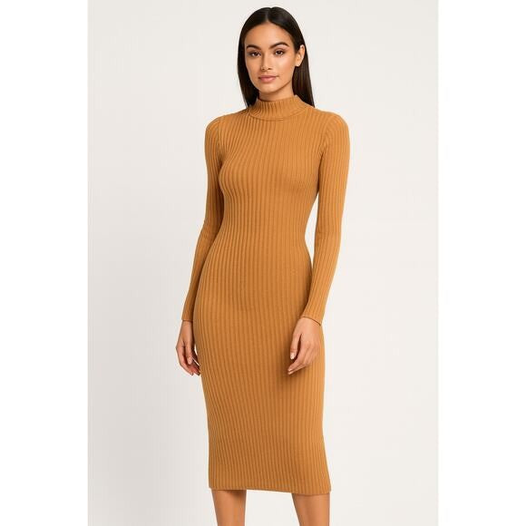 Nasty Gal High Neck Slim Knitted Midi Dress (SZ L) Nasty Gal High Neck Slim Knitted Midi Dress (SZ L)