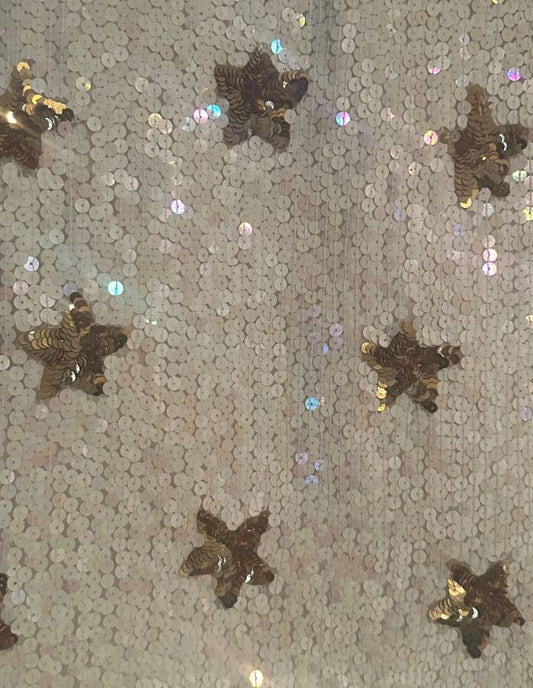 Vintage 80s Rina Z Cream Sequin/Beaded Star top (SZ S)