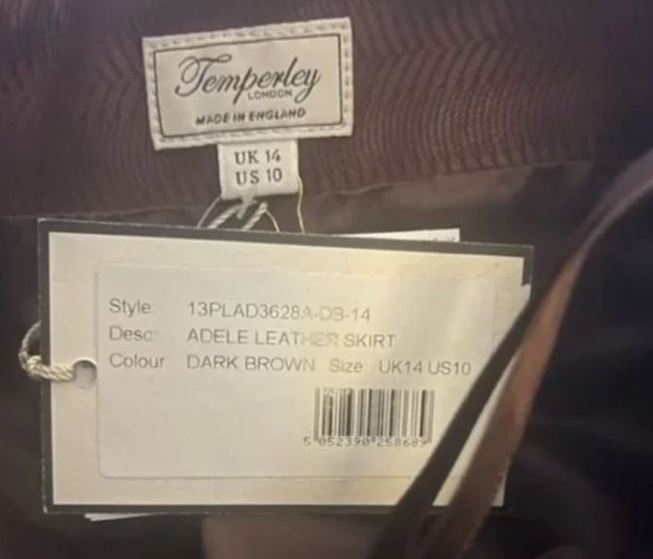 Temperley London Adele leather skirt (SZ 10)