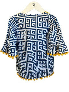MUDPIE GEOMETRIC POMPOM DRESS (SZ 4T)