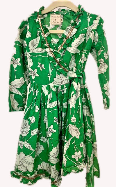 CUPCAKES & PASTRIES GREEN FLORAL DRESS (SZ 3T)