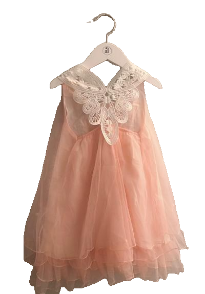 PINK LAYERED DRESS W/PEARLS (SZ 4-5)