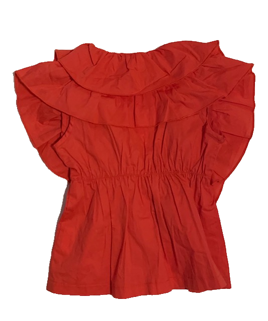 NWT KANA ORANGE RUFFLE TOP (SZ 3)