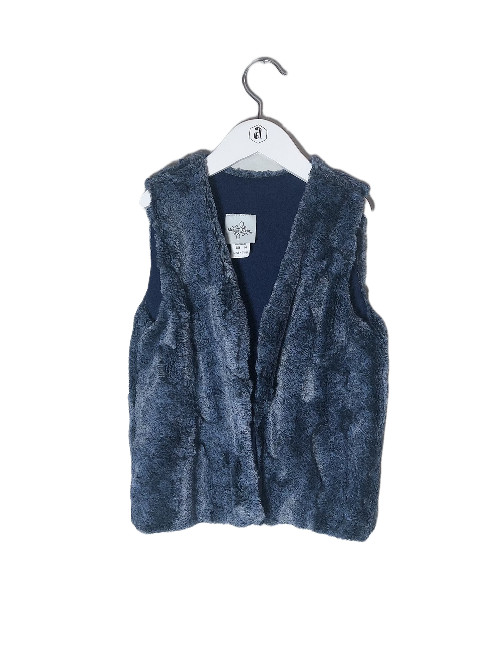 MAGGIE BREEN BLUE FUR VEST (SZ 10)