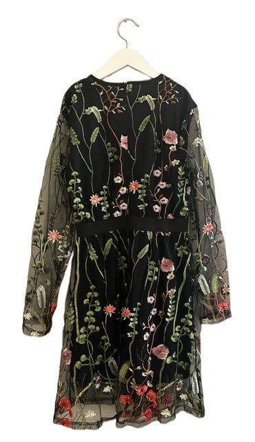 FLORAL SHEER SLEEVE DRESS (S)