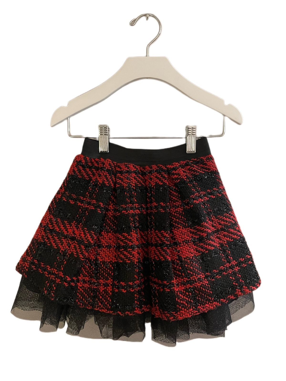 BLACK/RED HOLIDAY SKIRT W/TULLE (SZ 4)