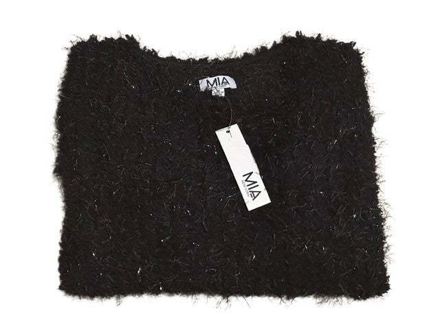 MIA NEW YORK METALLIC FUZZ SWEATER  (SZ M/8-10)