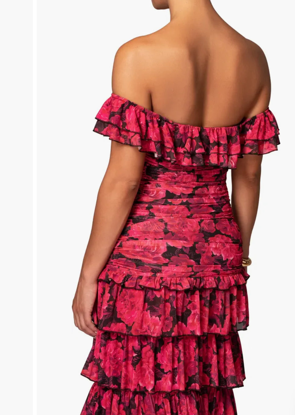 JLUXLABEL Ruffle Off The Shoulder Tiered Maxi Dress (XL)