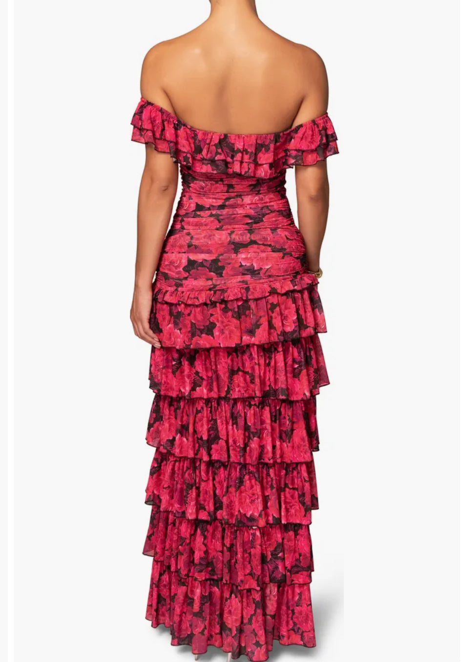 JLUXLABEL Ruffle Off The Shoulder Tiered Maxi Dress (XL)