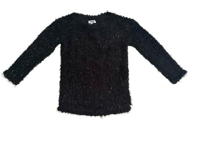 MIA NEW YORK METALLIC FUZZ SWEATER  (SZ M/8-10)