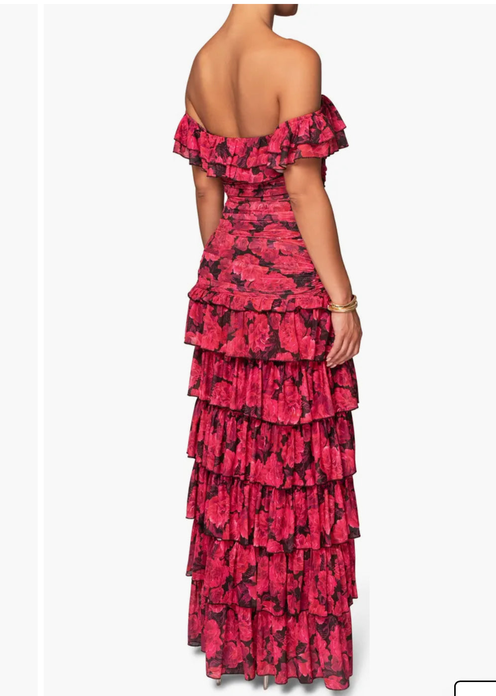 JLUXLABEL Ruffle Off The Shoulder Tiered Maxi Dress (XL)