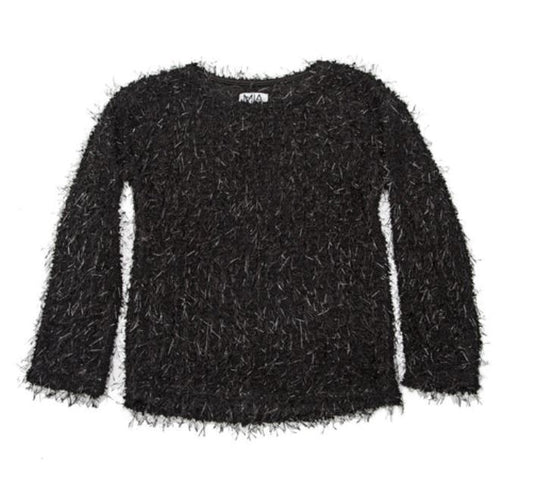 MIA NEW YORK METALLIC FUZZ SWEATER  (SZ M/8-10)