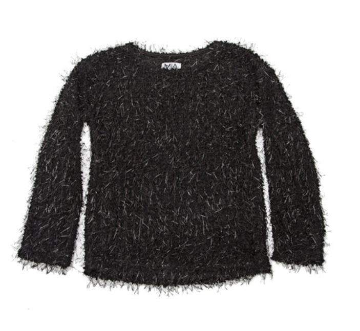 MIA NEW YORK METALLIC FUZZ SWEATER  (SZ M/8-10)