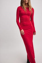 Cargar imagen en el visor de la galería, NA-KD Red Long Sleeve Maxi Dress (SZ L)
