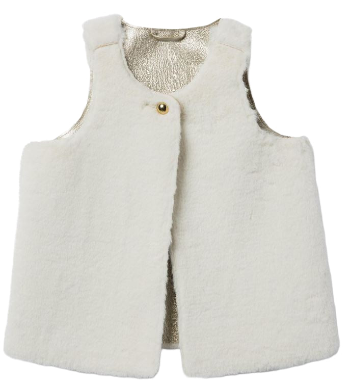 JANIE AND JACK Ivory Plush Faux Fur Vest  (SZ 6-12m)