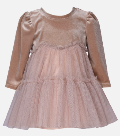 Bonnie Jean Little Girls Velvet/Tiered Mesh Skirted Float Dress  (SZ 4)