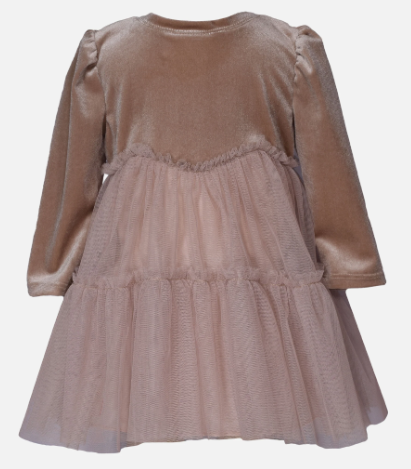 Bonnie Jean Little Girls Velvet/Tiered Mesh Skirted Float Dress  (SZ 4)