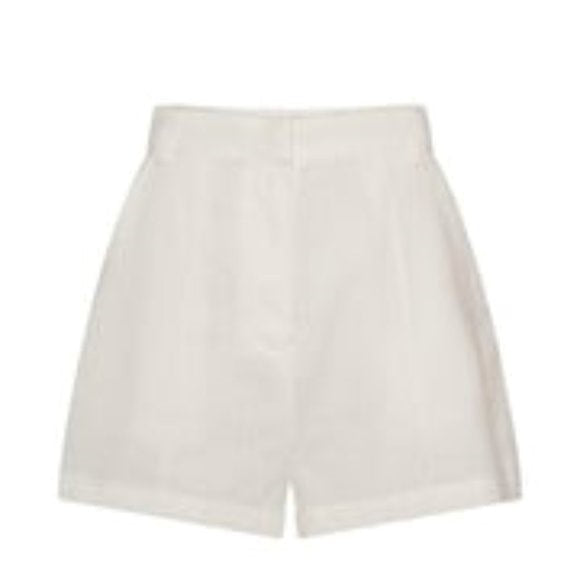 BECKY white Linen Front Seam Shorts (XL/10)