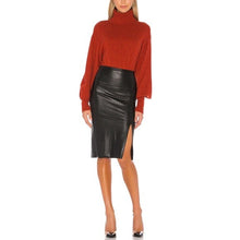 Cargar imagen en el visor de la galería, Commando Fx Leather Slit Midi Skirt (SZ L)
