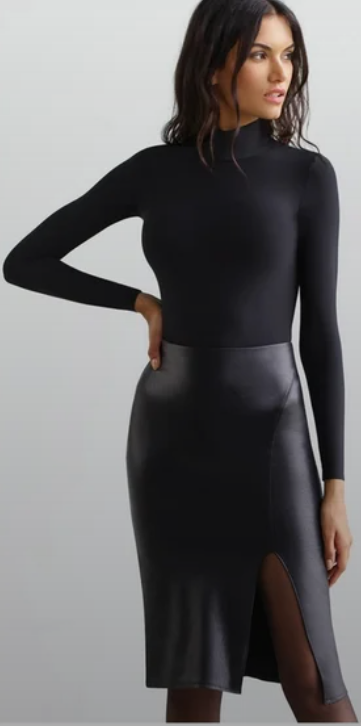 Commando Fx Leather Slit Midi Skirt (SZ L)
