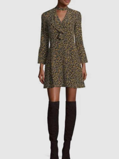 Derek Lam Floral Cascade Bell Sleeve Silk Dress (SZ 10)