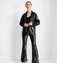 Load image into Gallery viewer, Future Collective Kahlana Barfield Brown High-Rise Sequin Flare Pants (SZ 14)

