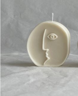 ABSTRACT FACE CANDLE - WHITE
