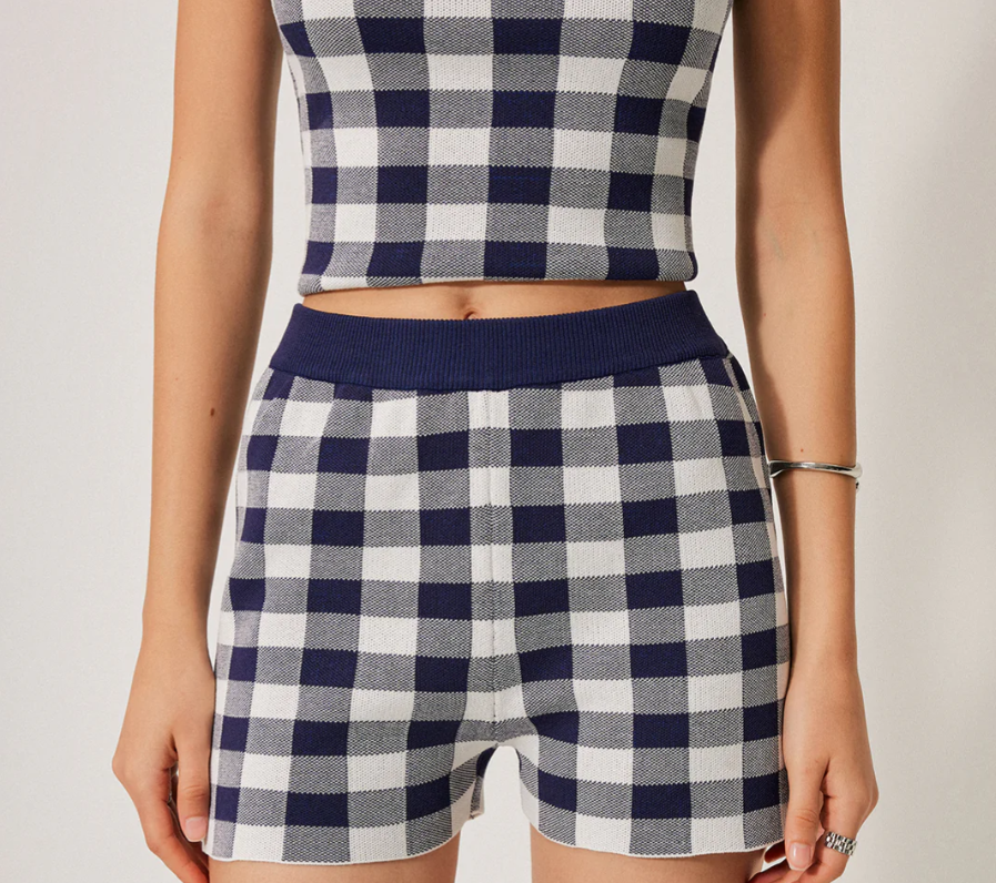Checkerboard Knit Shorts Set (XL)