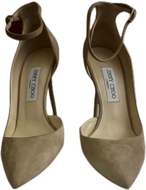 Jimmy Choo Lucy 100mm Suede Ankle Strap Pumps (SZ 40)