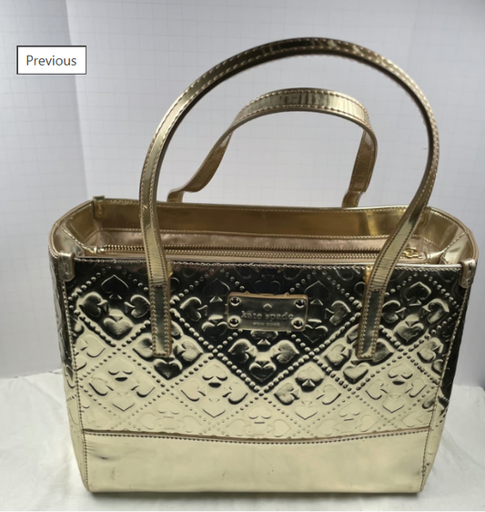 Kate Spade Metallic Gold Embossed Tote Bag