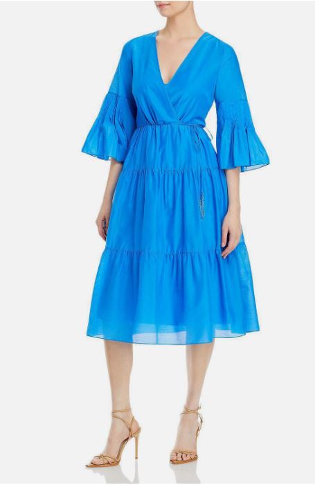 Kobi Halperin Blue Sasha Tiered Midi Dress (L)
