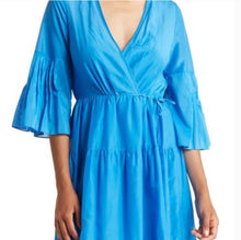 Load image into Gallery viewer, Kobi Halperin Blue Sasha Tiered Midi Dress (L)
