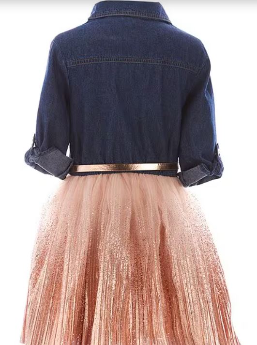 Lilt Toddler Girls Elbow Sleeve Roll Tab Sleeve Tutu Dress (SZ 4T)