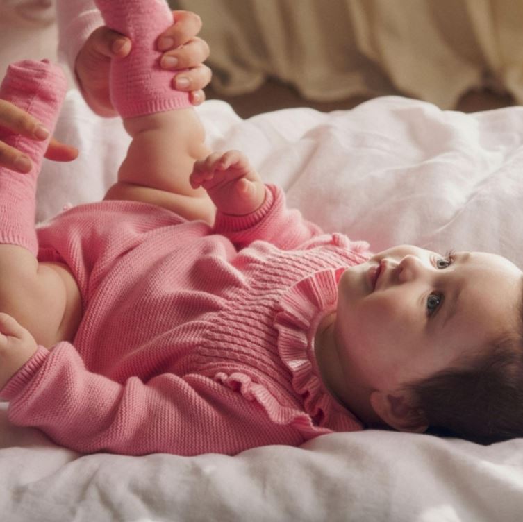 Janie and Jack Pink Cable Knit Ruffle Onesie (12-18 M)