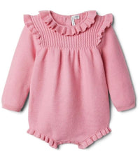 Load image into Gallery viewer, Janie and Jack Pink Cable Knit Ruffle Onesie (12-18 M)
