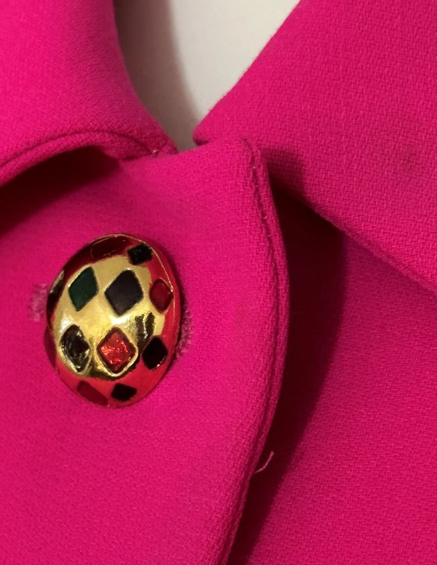 Vintage Escada Wool Hot Pink Skirt Suit 36/S