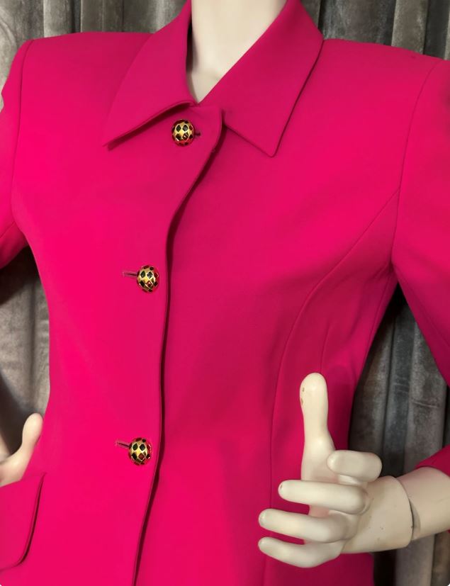 Vintage Escada Wool Hot Pink Skirt Suit 36/S