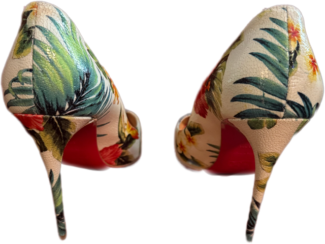 Christian Louboutin Multicolor Hawaii Floral Print Leather Pigalle Follies Pumps   (SZ 40.5)