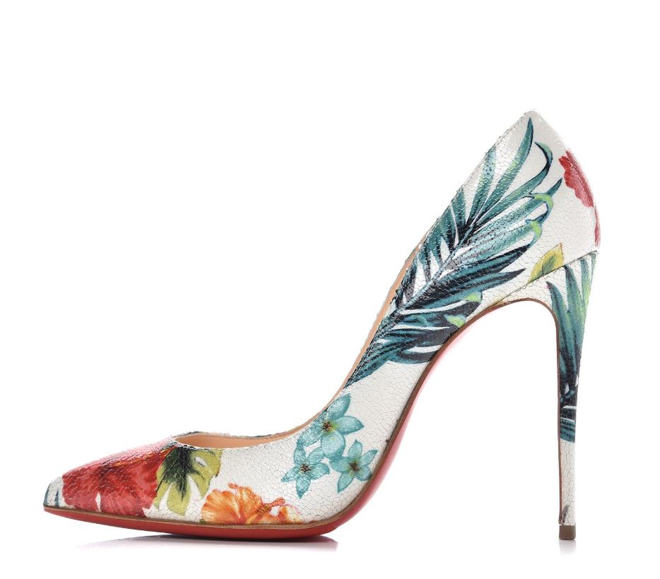 Christian Louboutin Multicolor Hawaii Floral Print Leather Pigalle Follies Pumps   (SZ 40.5)