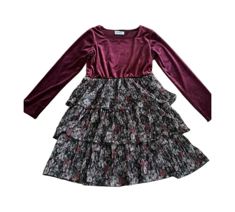 Speechless Girls Velvet and Floral Print Dress (SZ M)